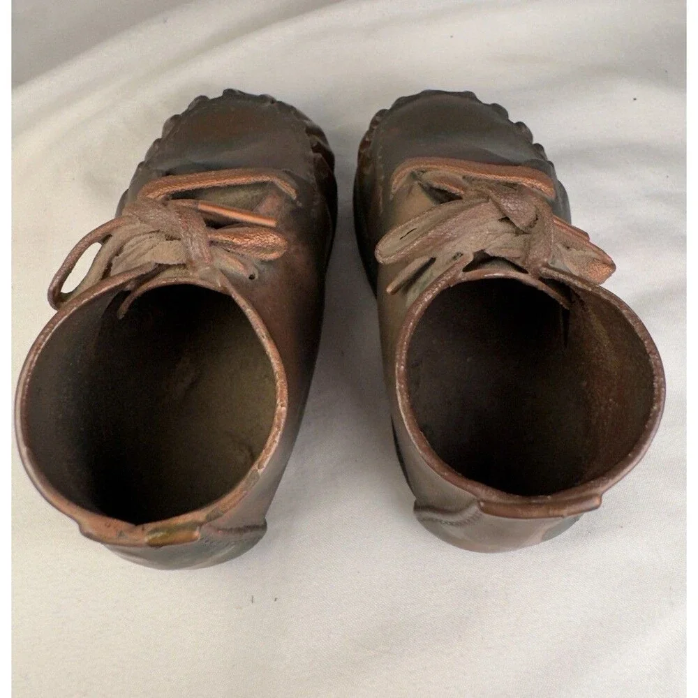 Antique Leather Baby Moccasins Vintage Infant Soft Toe Stitched Booties 4.5
